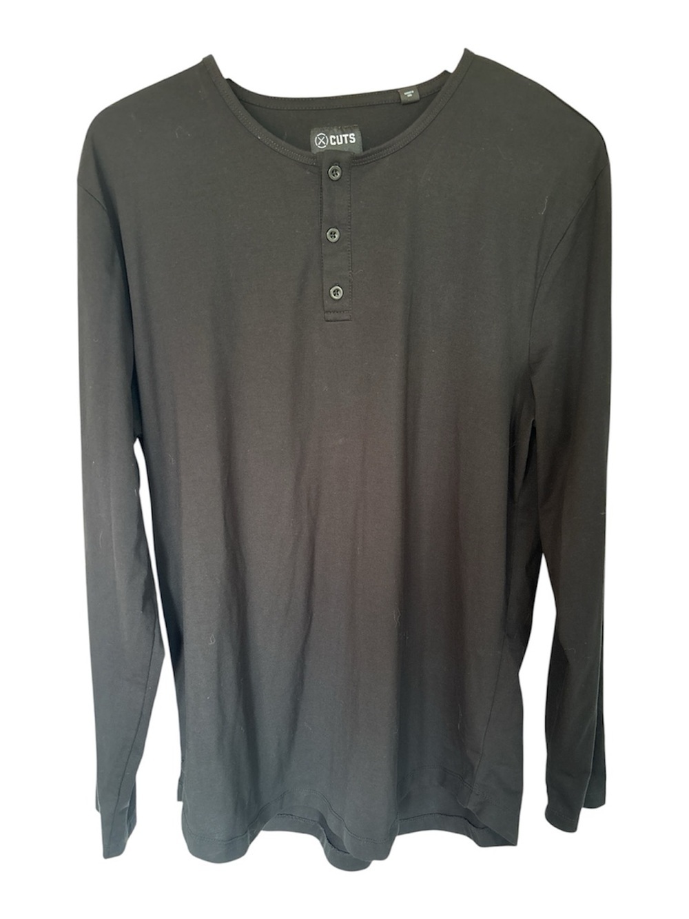 Cuts Clothing black long-sleeve henley shirt
